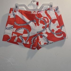 Lilly Pulitzer Liza Short Woman Size 4 Booze Cruise Nautical Cotton Orange White